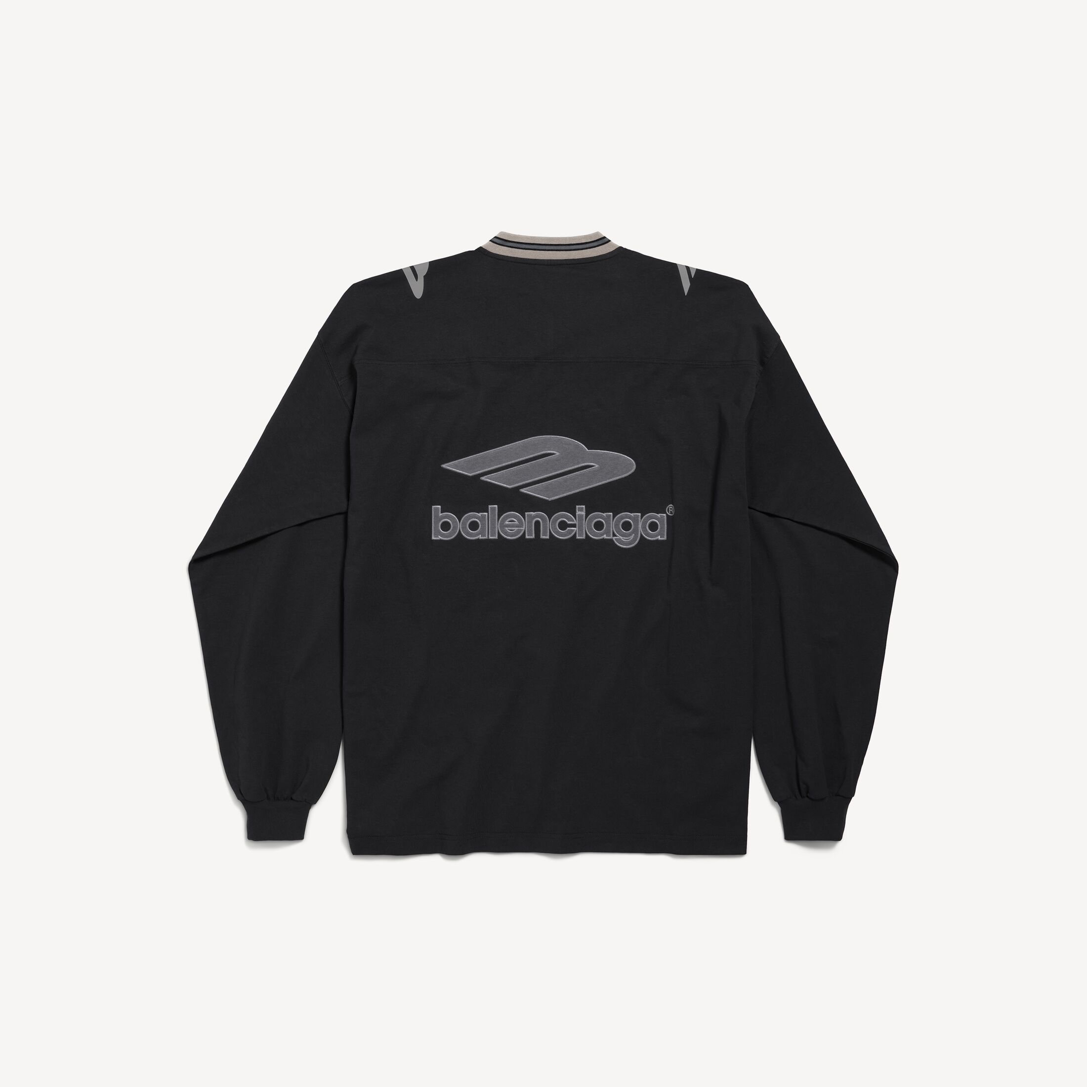 Men's 3b Football Long Sleeve V-neck T-shirt in Black/anthracite 2