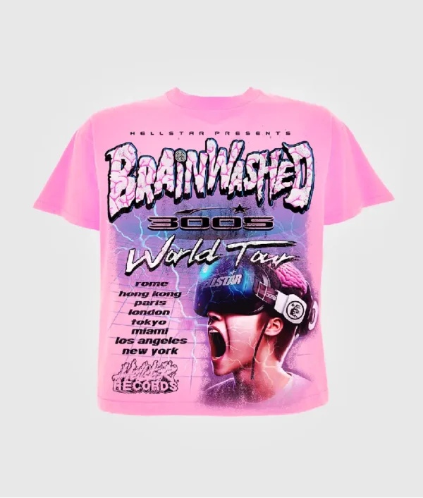 Hellstar Brainwashed World Tour Shirt | Graphic Tee by Hellstar