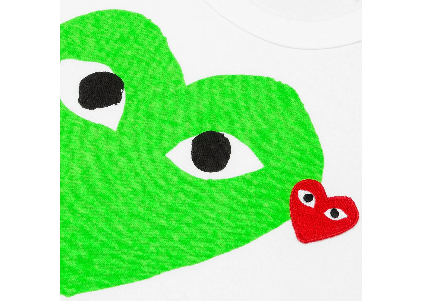 CDG Play Red Emblem Heart T-Shirt White /Green - Comme Des Garcons 2