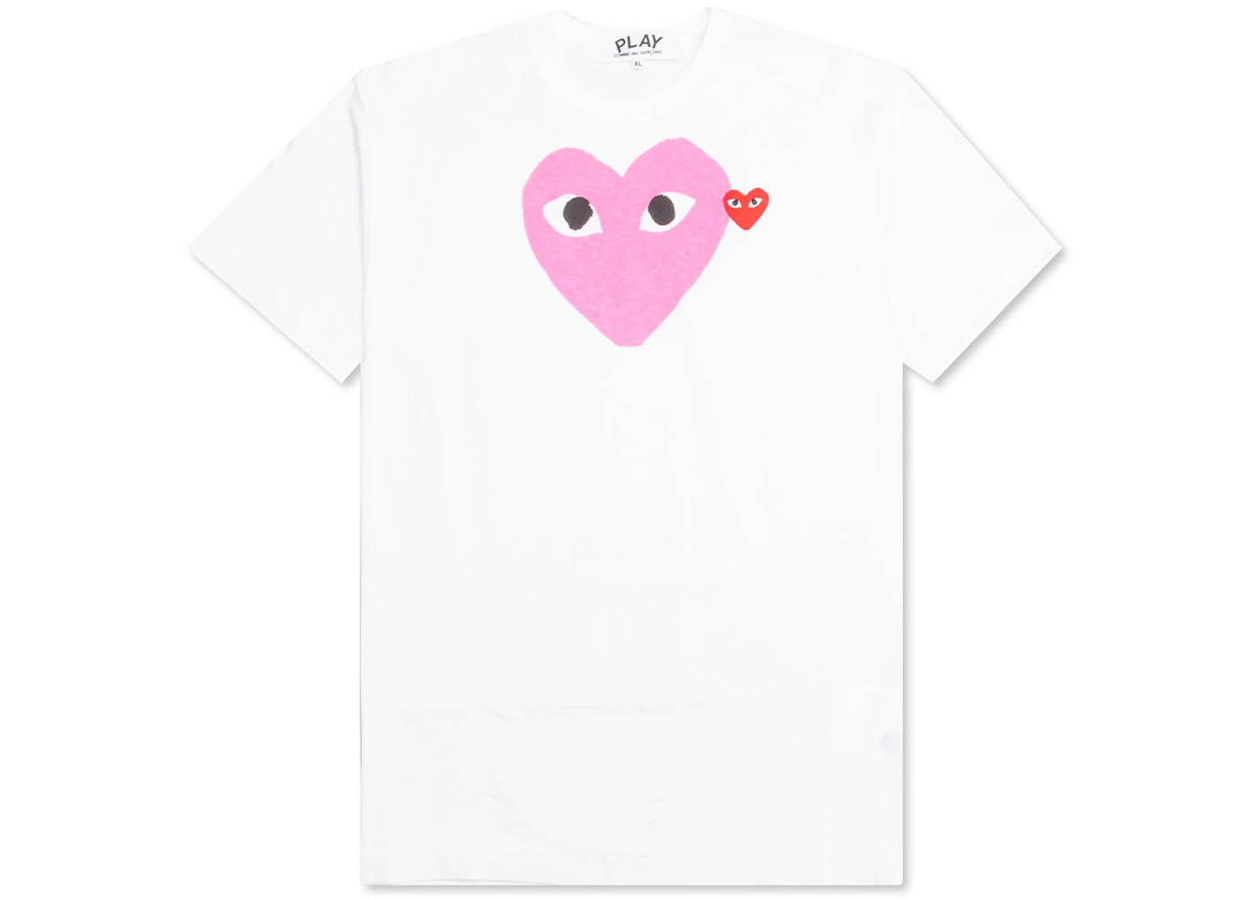 CDG play red emblem heart tee white pink - Comme Des Garcons by Comme Des Garçons Play