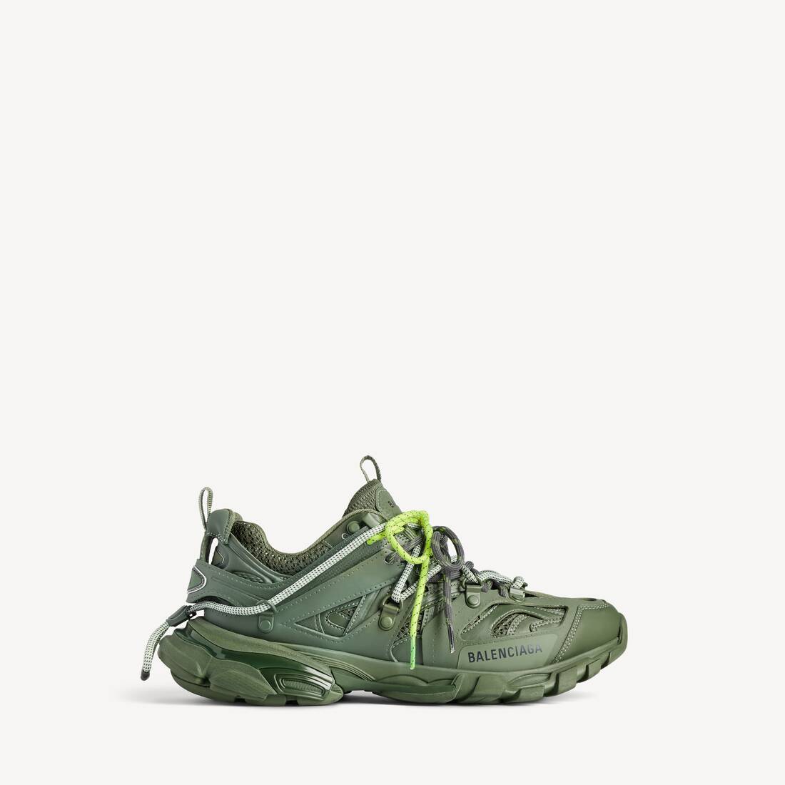 Men's Track Trail Laces Sneaker in Khaki/neon Yellow 2