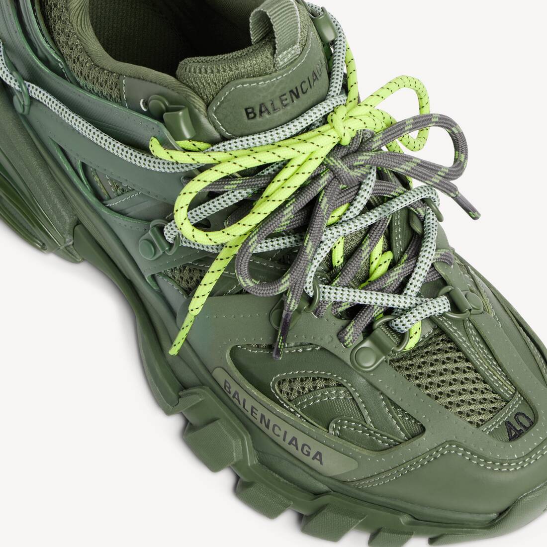 Men's Track Trail Laces Sneaker in Khaki/neon Yellow 4