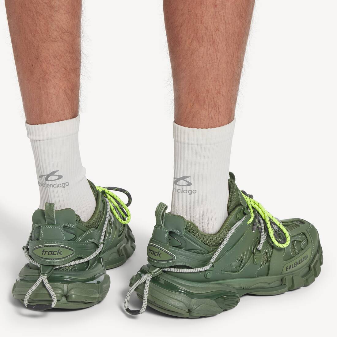 Men's Track Trail Laces Sneaker in Khaki/neon Yellow 7