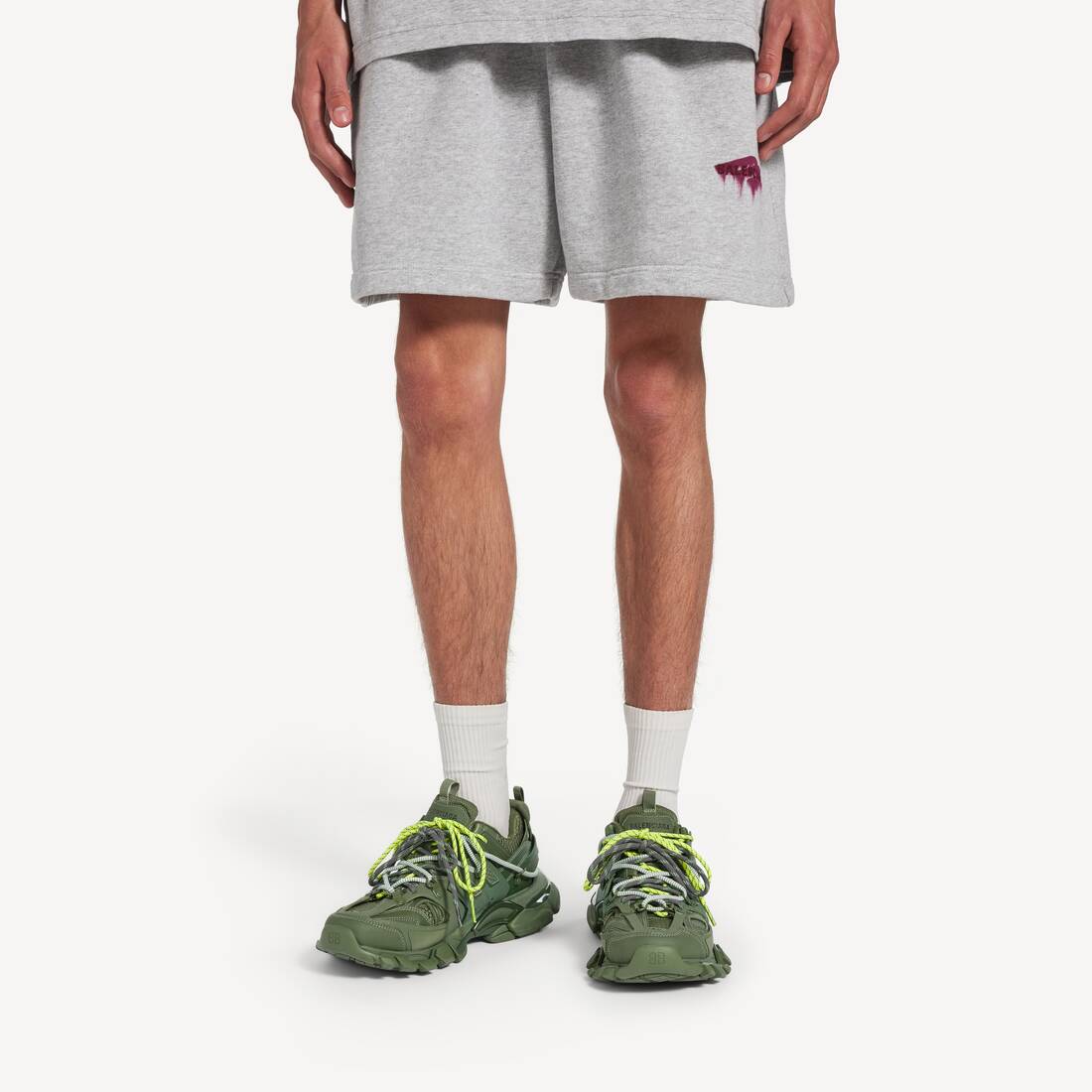 Men's Track Trail Laces Sneaker in Khaki/neon Yellow 8
