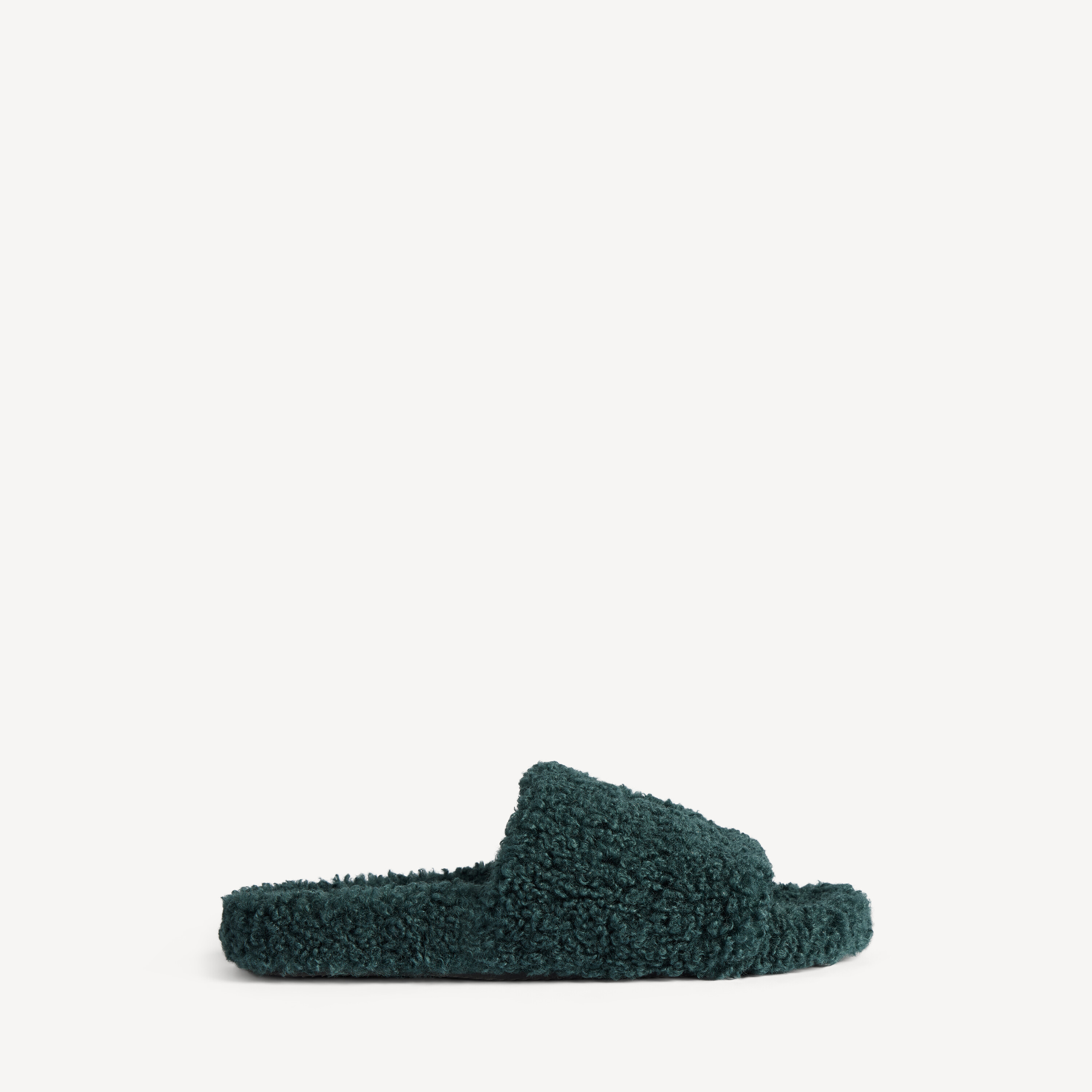 Men's Furry Open Mule in Bottle Green by Balenciaga