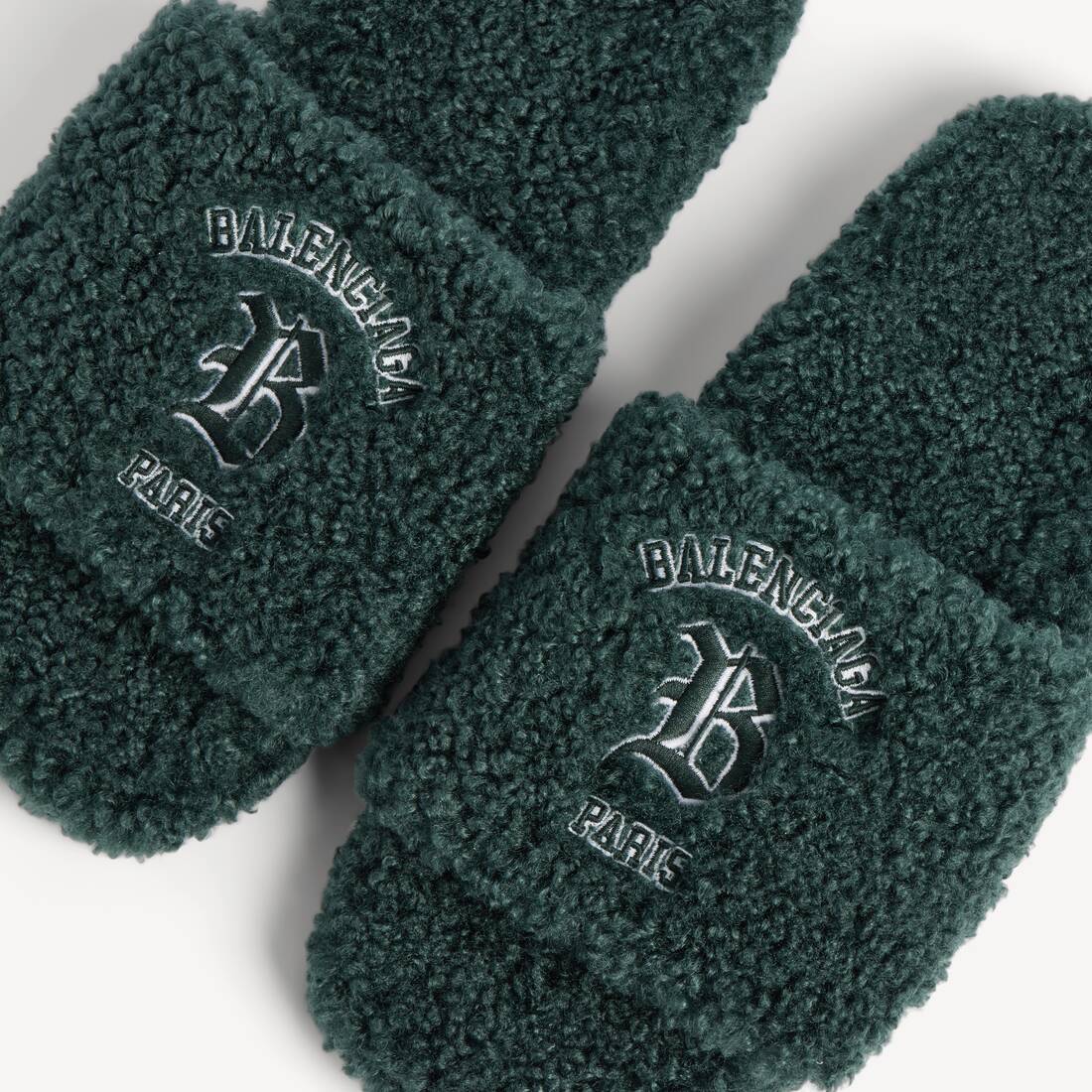 Men's Furry Open Mule in Bottle Green 3