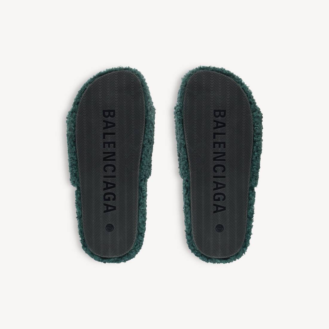 Men's Furry Open Mule in Bottle Green 4