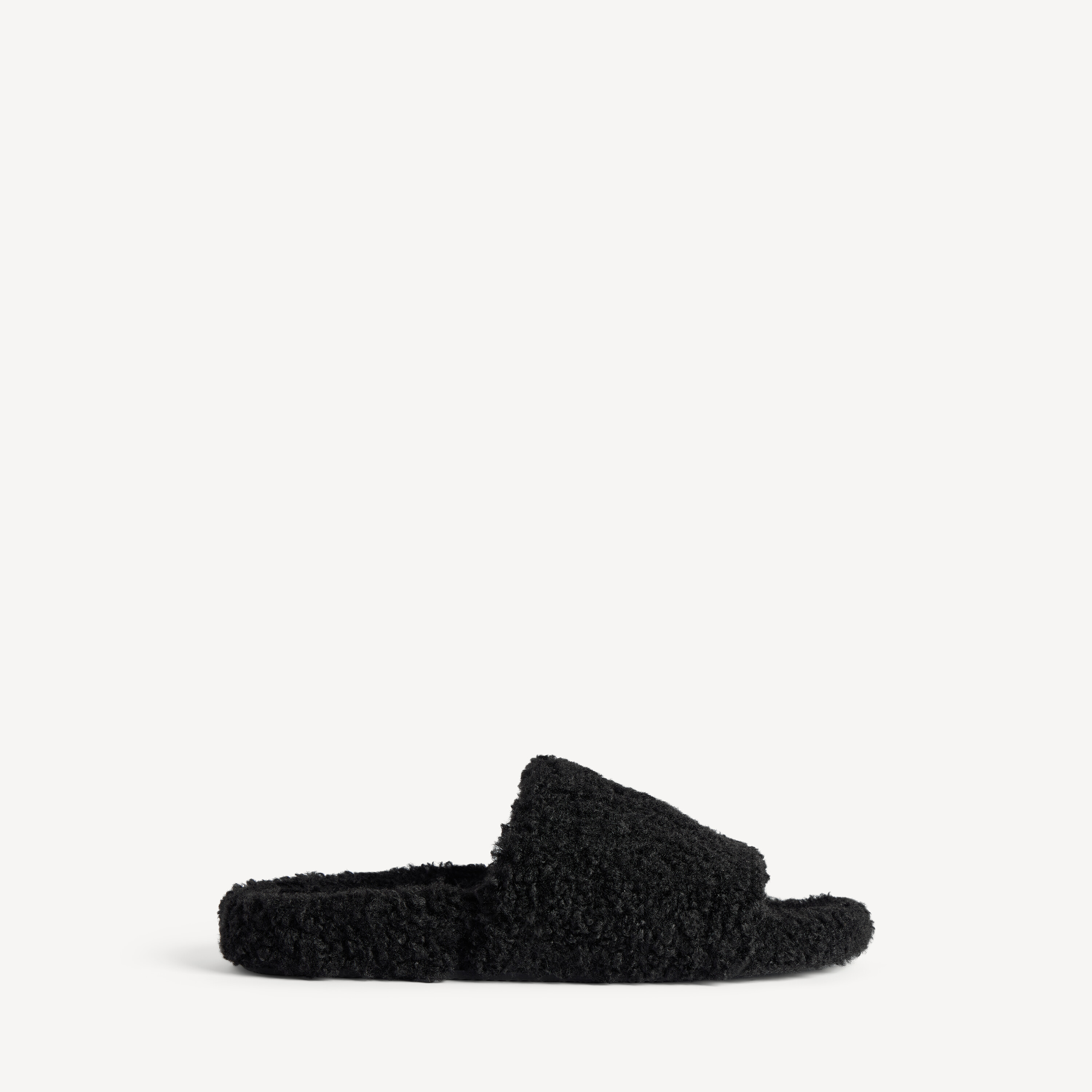 Men's Furry Open Mule in Black by Balenciaga