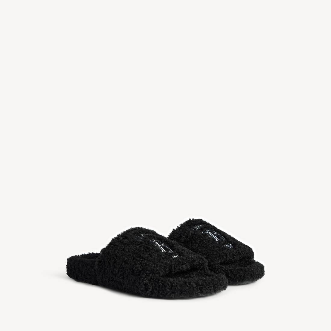 Men's Furry Open Mule in Black 2