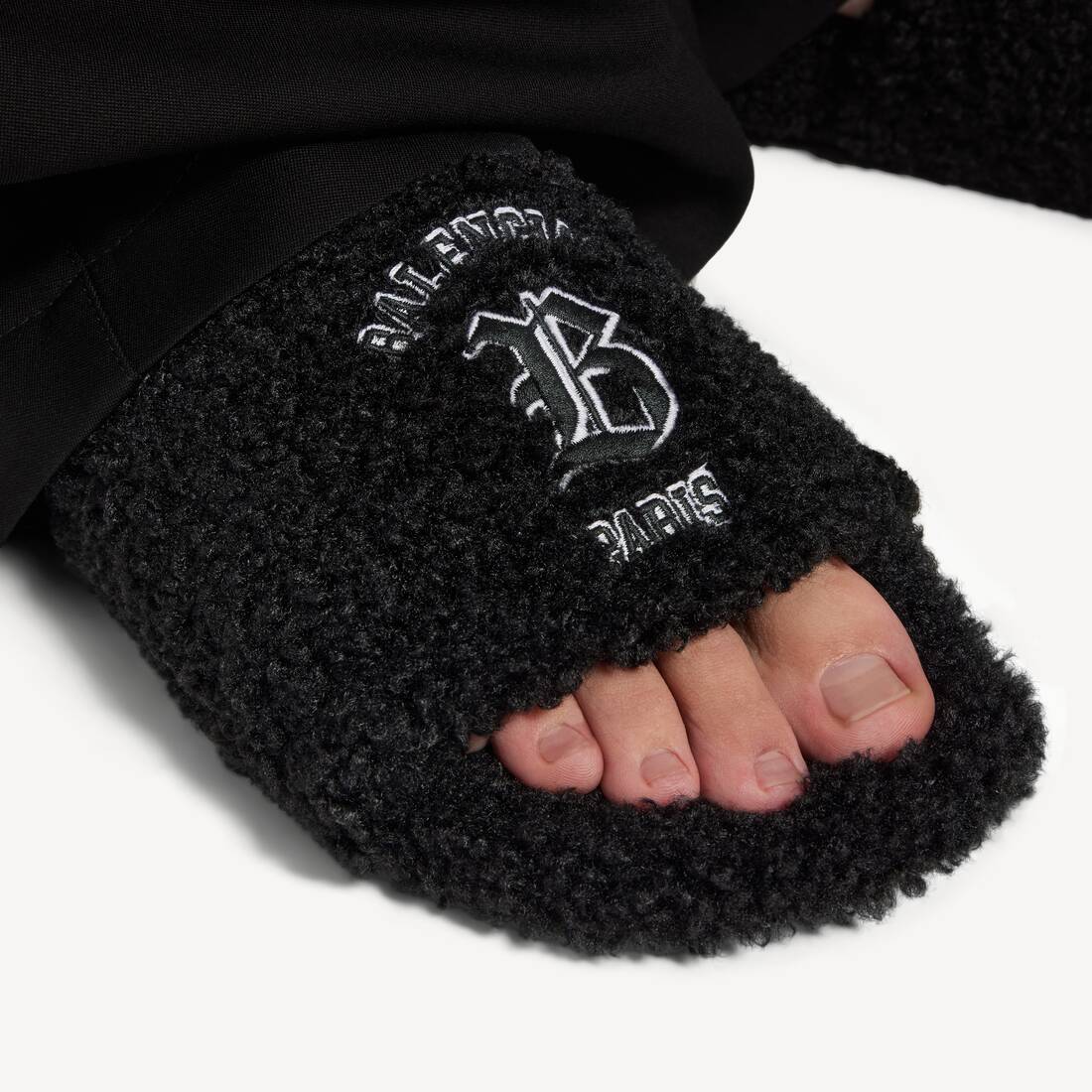 Men's Furry Open Mule in Black 5