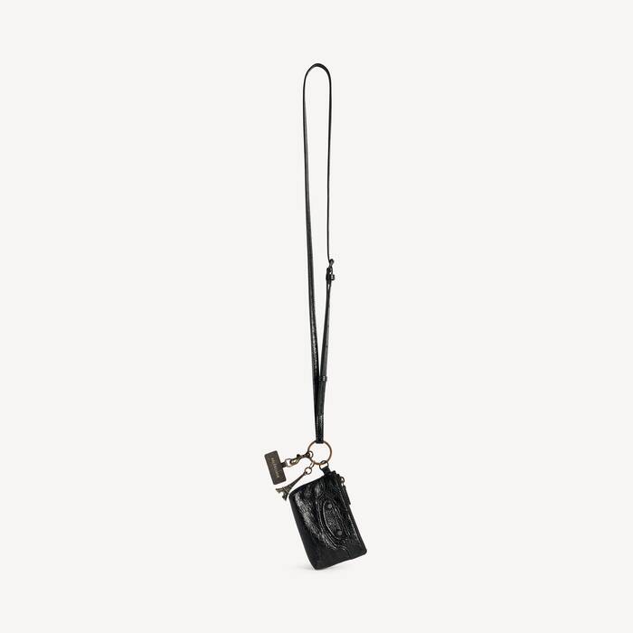 Women's Le City Phone Strap With Pouch in Black by Balenciaga