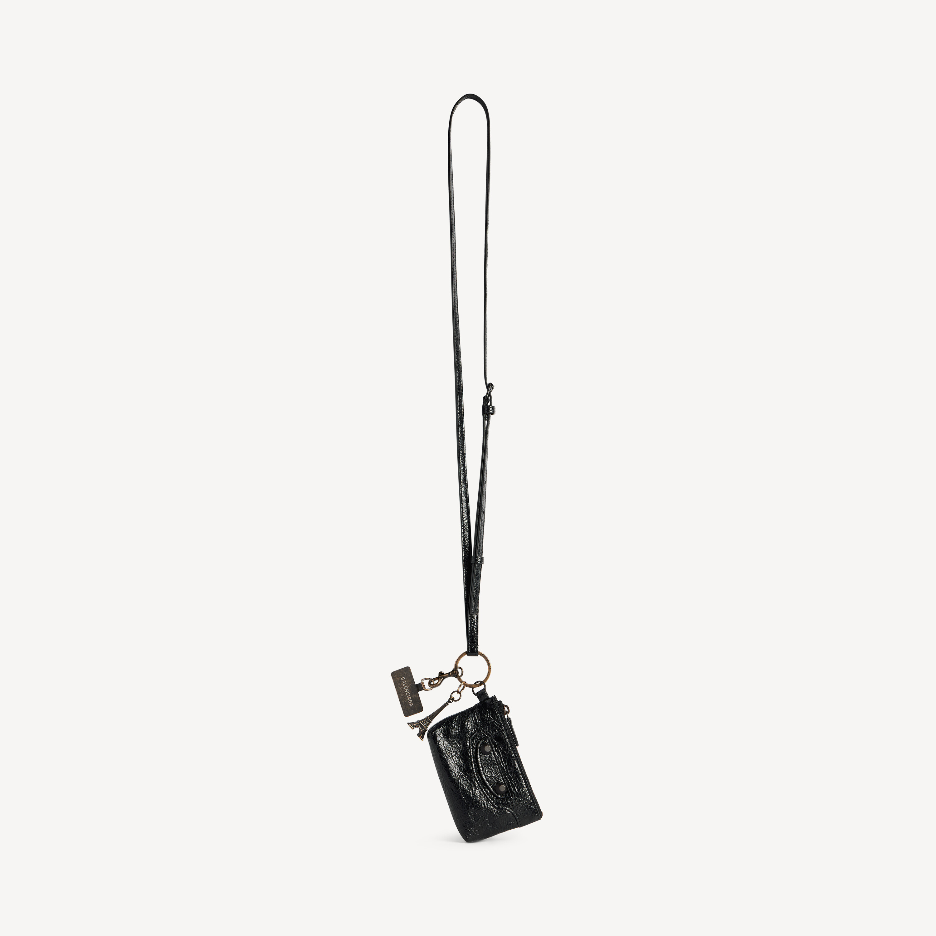 Women's Le City Phone Strap With Pouch in Black by Balenciaga