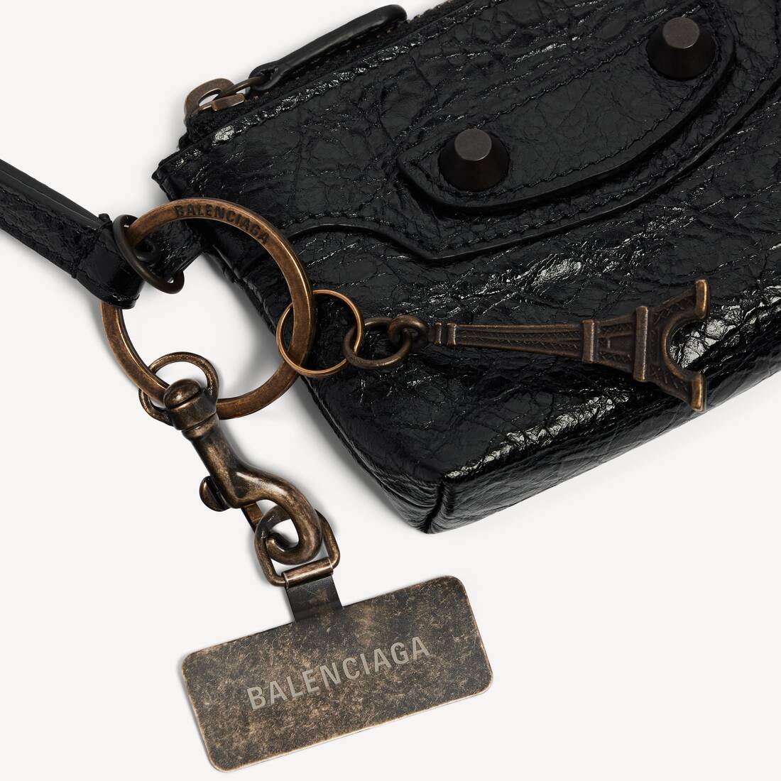 Women's Le City Phone Strap With Pouch in Black by Balenciaga