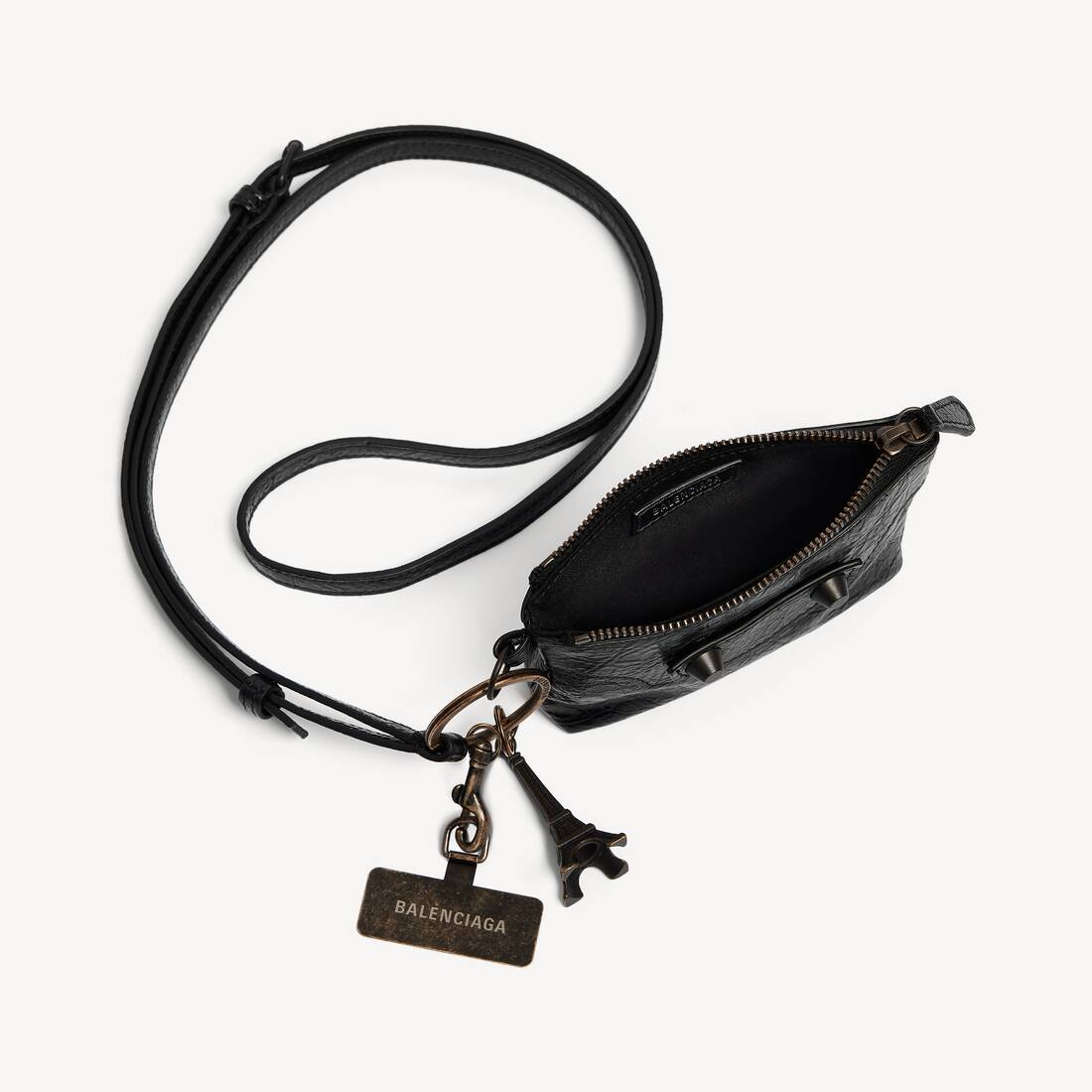Women's Le City Phone Strap With Pouch in Black by Balenciaga