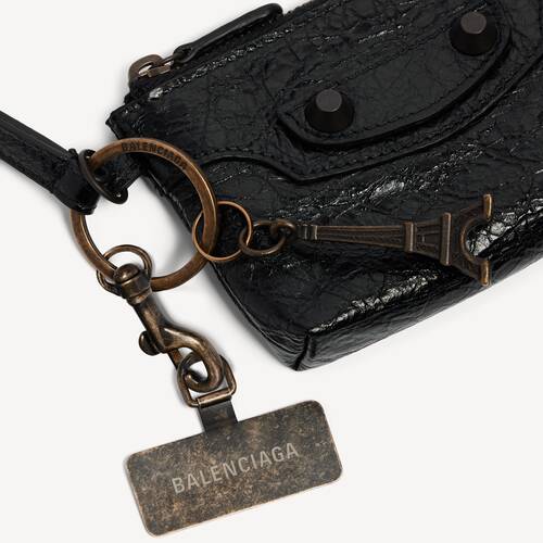 Women's Le City Phone Strap With Pouch in Black by Balenciaga