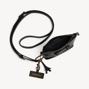Women's Le City Phone Strap With Pouch in Black by Balenciaga