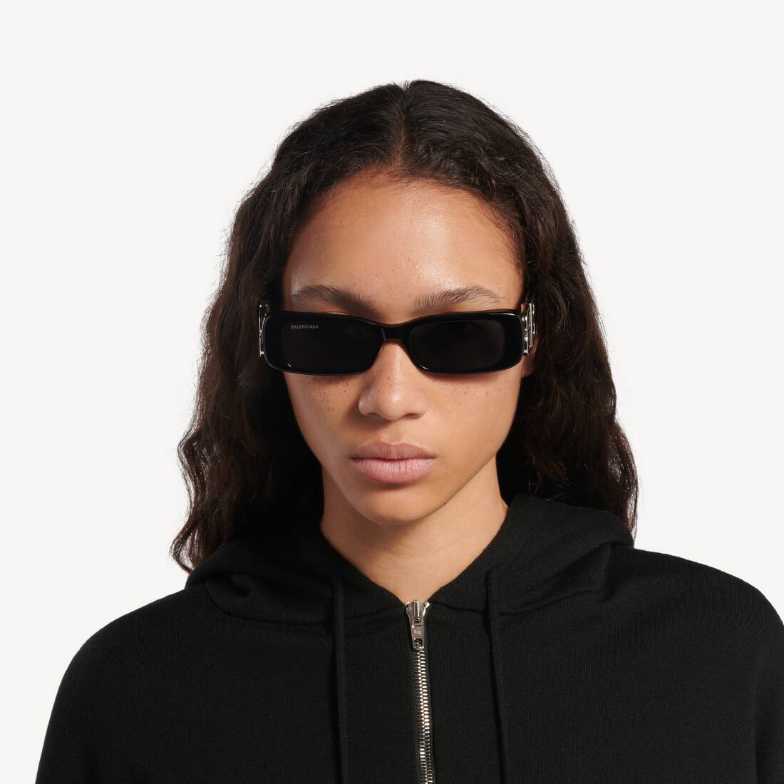 Women's Dynasty Rectangle Sunglasses in Black 8