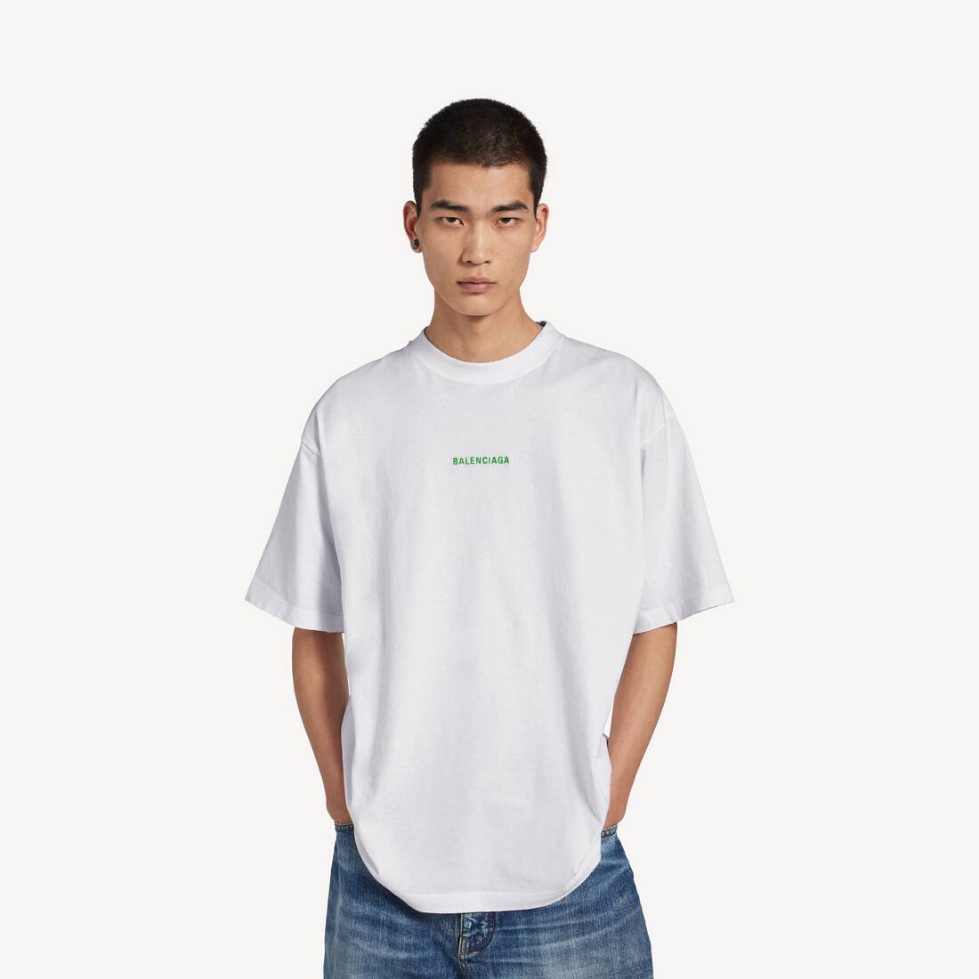 Men's Balenciaga Back Medium Fit T-shirt in White 6